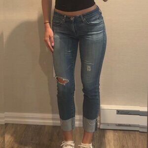 AG Size 26 Slim Straight Cuffed Light/Medium Wash Jeans
